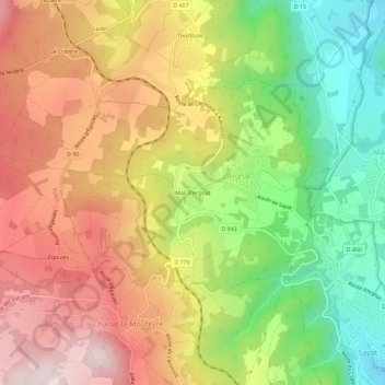 Mappa topografica Mas d'Argnat, altitudine, rilievo