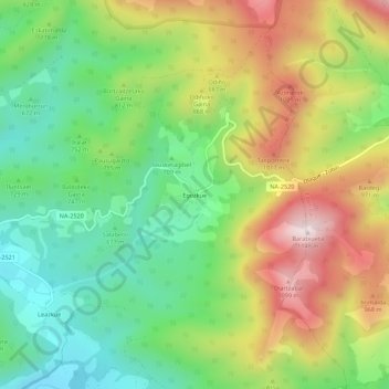 Mappa topografica Egozkue, altitudine, rilievo