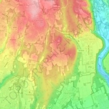Mappa topografica Rovate, altitudine, rilievo