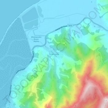 Mappa topografica Todds Valley, altitudine, rilievo