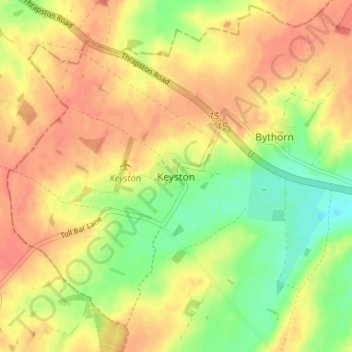 Mappa topografica Keyston, altitudine, rilievo