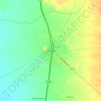 Mappa topografica Dasuya, altitudine, rilievo