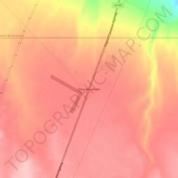 Mappa topografica Gray Mountain, altitudine, rilievo