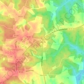 Mappa topografica Kingsville, altitudine, rilievo