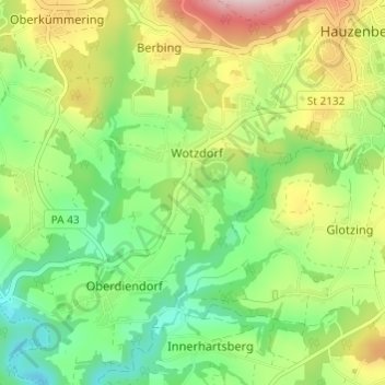 Mappa topografica Oberholz, altitudine, rilievo