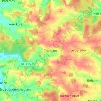 Mappa topografica Thalham, altitudine, rilievo