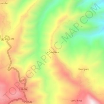 Mappa topografica La Cordillera, altitudine, rilievo