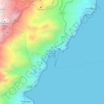 Mappa topografica Puerto de la Estaca, altitudine, rilievo
