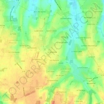 Mappa topografica La Maladière, altitudine, rilievo