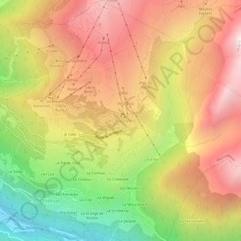 Mappa topografica Les Eucherts, altitudine, rilievo