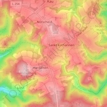 Mappa topografica Noll, altitudine, rilievo