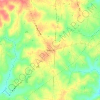 Mappa topografica Westfield, altitudine, rilievo