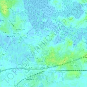 Mappa topografica La Taillée, altitudine, rilievo