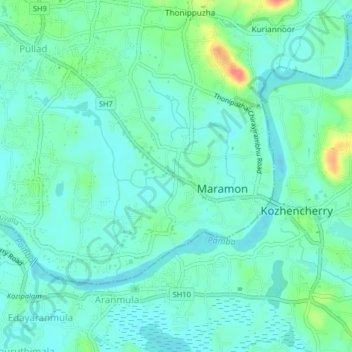 Mappa topografica Chettimukku, altitudine, rilievo
