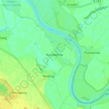 Mappa topografica Kunzwerda, altitudine, rilievo
