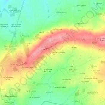 Mappa topografica La Bordellière, altitudine, rilievo