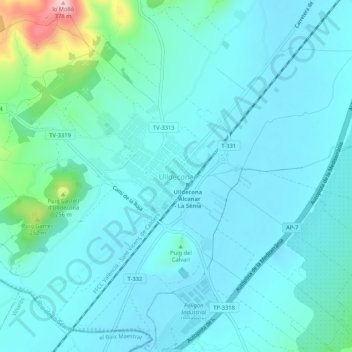 Mappa topografica Ulldecona, altitudine, rilievo