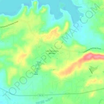 Mappa topografica Lake Camanche Ranches, altitudine, rilievo