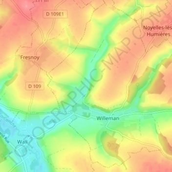 Mappa topografica Valières, altitudine, rilievo