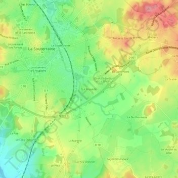 Mappa topografica La Pouyade, altitudine, rilievo