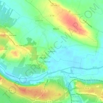 Mappa topografica La Touche, altitudine, rilievo