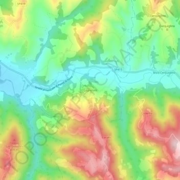 Mappa topografica Gaglietole, altitudine, rilievo
