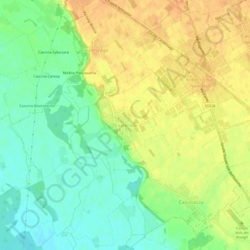 Mappa topografica Casterno, altitudine, rilievo