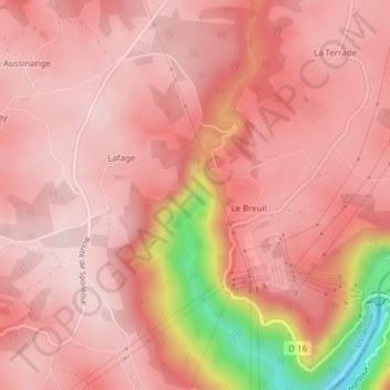 Mappa topografica Cascade du Saut Sali, altitudine, rilievo