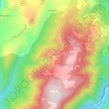 Mappa topografica Ceseggi, altitudine, rilievo