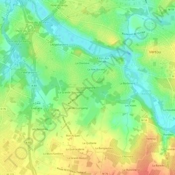 Mappa topografica La Bourelière, altitudine, rilievo