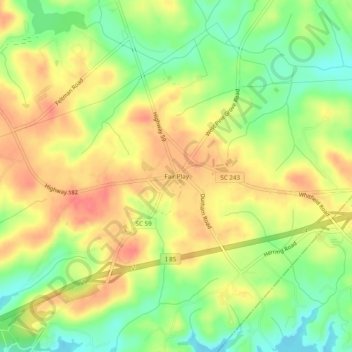 Mappa topografica Fair Play, altitudine, rilievo