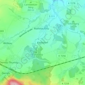 Mappa topografica Karlsdorf, altitudine, rilievo