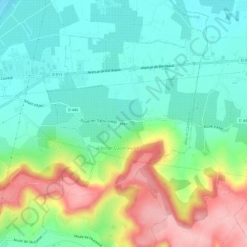 Mappa topografica Allez, altitudine, rilievo