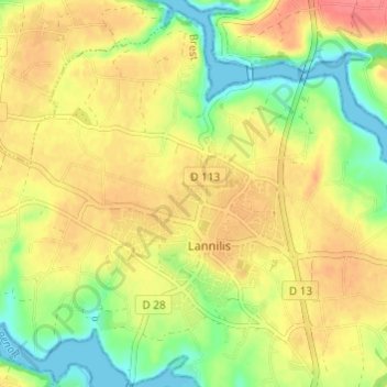 Mappa topografica Croix Rouge, altitudine, rilievo