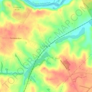 Mappa topografica Fort Motte, altitudine, rilievo