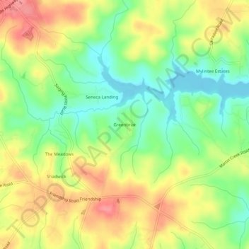 Mappa topografica Greenbriar, altitudine, rilievo