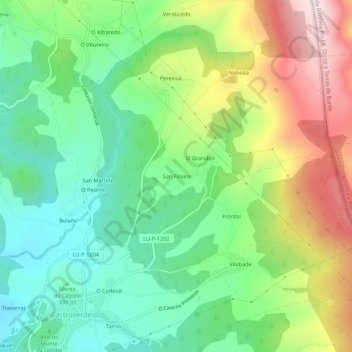 Mappa topografica San Fitoiro, altitudine, rilievo