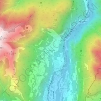 Mappa topografica Olantreghe, altitudine, rilievo