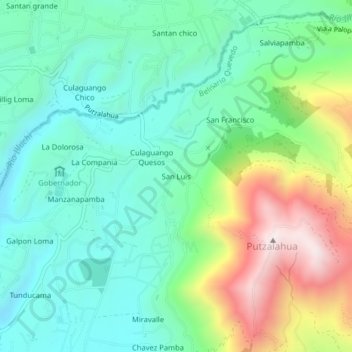 Mappa topografica San Luis, altitudine, rilievo