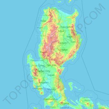 Mappa topografica Nueva Vizcaya, altitudine, rilievo