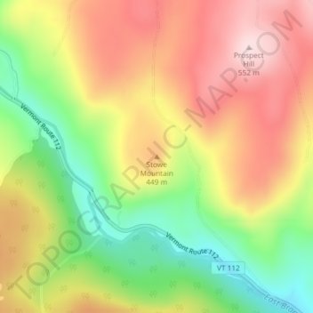 Mappa topografica Stowe Mountain, altitudine, rilievo