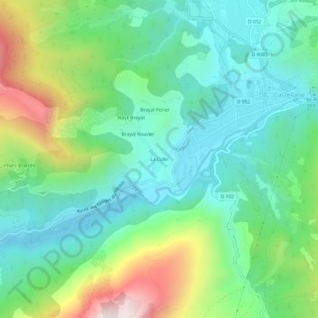 Mappa topografica La Colle, altitudine, rilievo