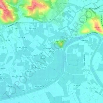 Mappa topografica Rouzet, altitudine, rilievo