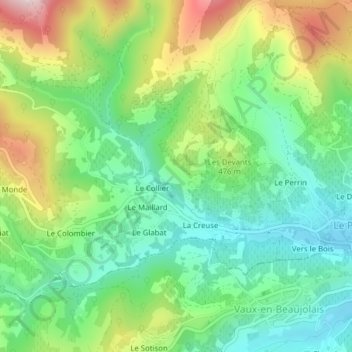 Mappa topografica Rochemure, altitudine, rilievo