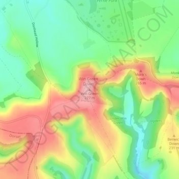 Mappa topografica Win Green, altitudine, rilievo