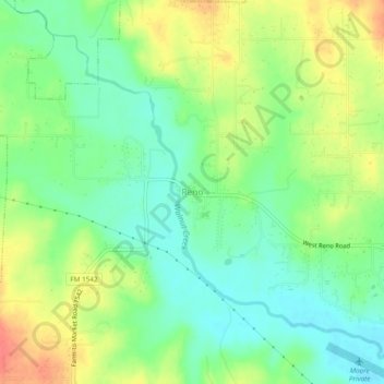 Mappa topografica Reno, altitudine, rilievo