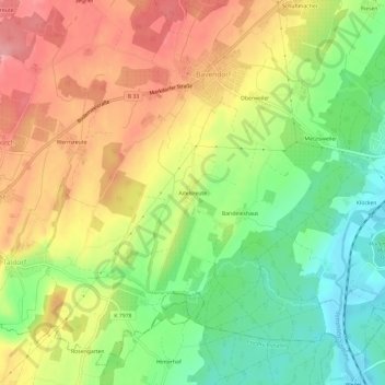 Mappa topografica Adelsreute, altitudine, rilievo