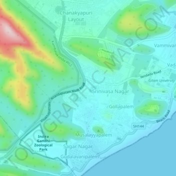 Mappa topografica Endada, altitudine, rilievo