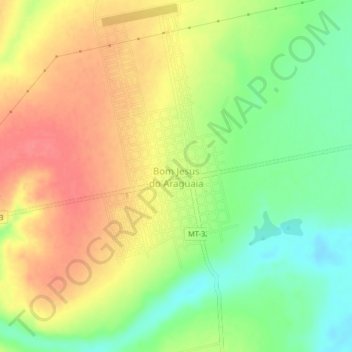 Mappa topografica Bom Jesus do Araguaia, altitudine, rilievo