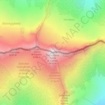 Mappa topografica Turnerkamp, altitudine, rilievo